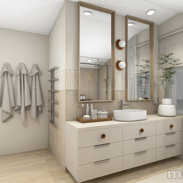 Interjera projekts vannas istabai privātmājā