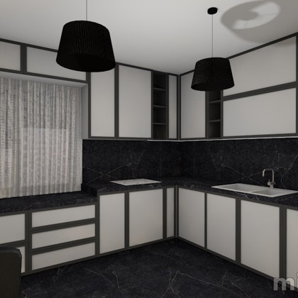 Kitchen in grayscale