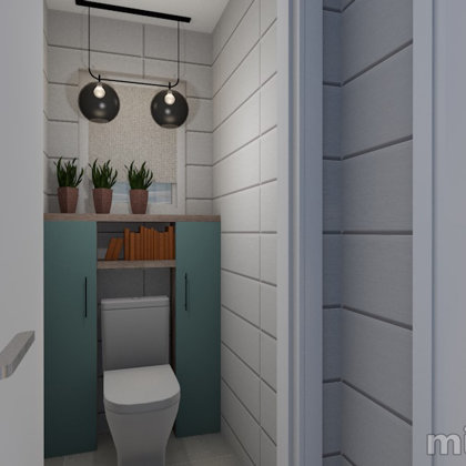 Bathroom with turquoise accents