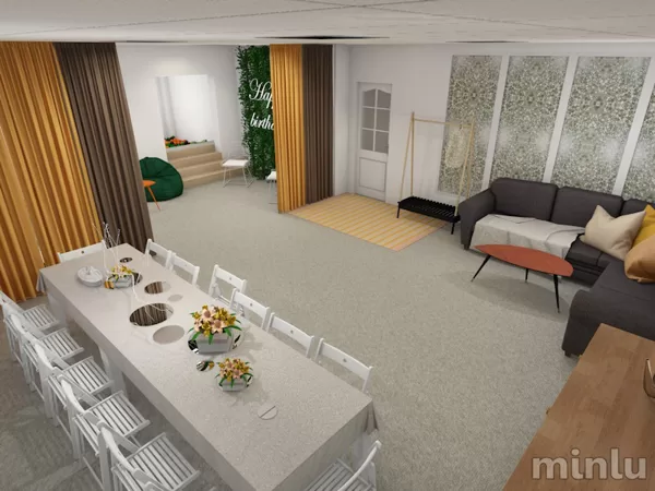 Interjera projekts bērnu pasākumu telpai