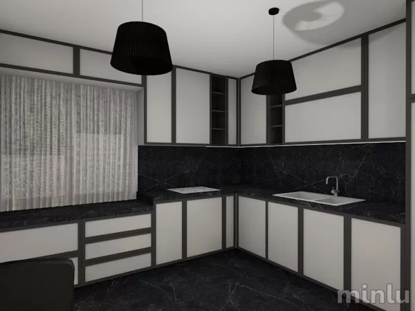 Kitchen in grayscale