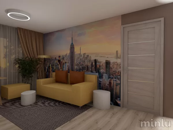 Lobby Living room Kitchen