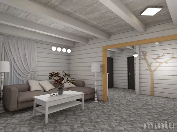 Interior in log house