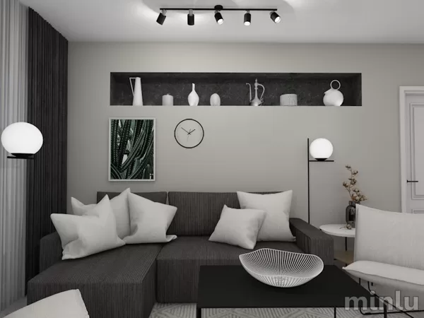 Monochromatic Kitchen - Dining - Living