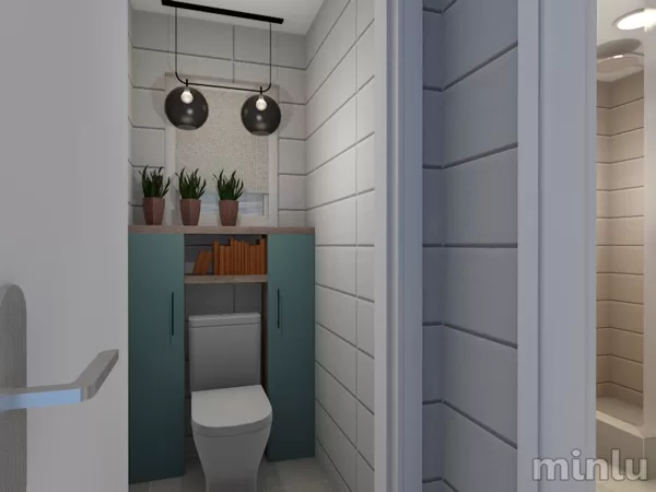Bathroom with turquoise accents